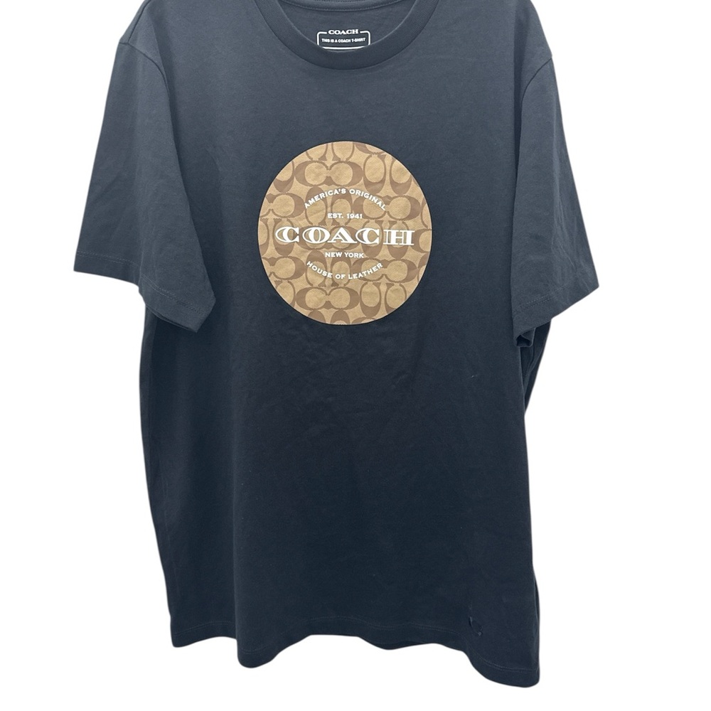 Coach Black Short Sleeve Tee with Circular Emblem